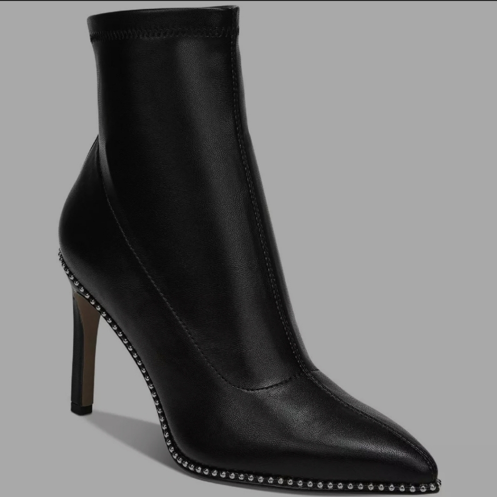 Bar III Womens Melanay Black Leather Booties Heels Shoes 10 M